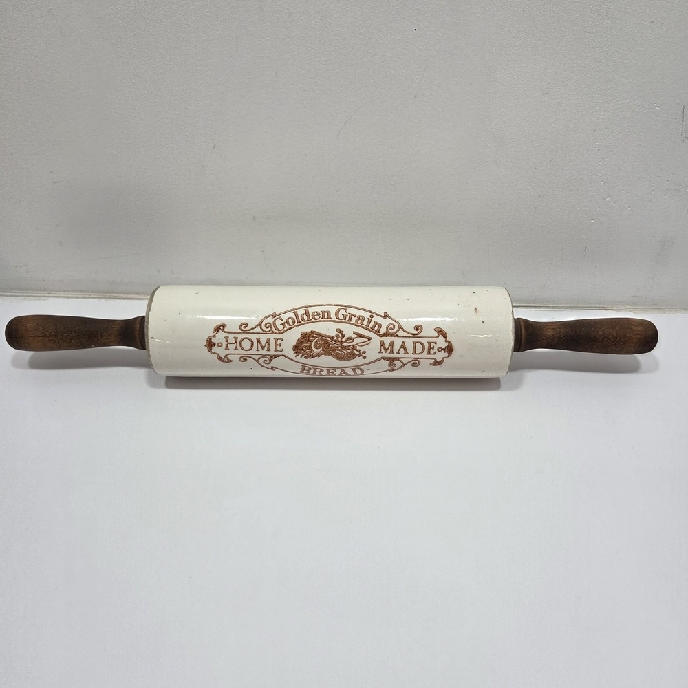 Golden Grain Ceramic Rolling Pin Advertising‎ With Wooden Handle